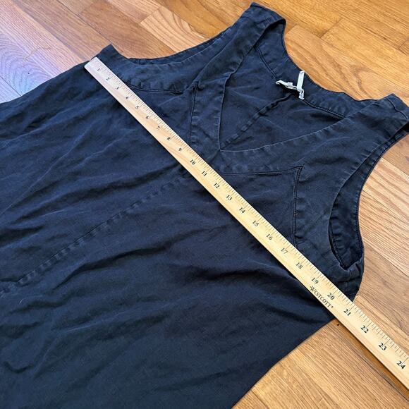 DKNY Pure Linen Dress Womens Large Black Sleeveless Maxi Minimalist - Picture 7 of 7